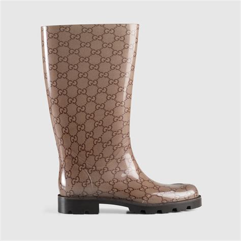 Gucci Grey GG Rubber Edimburg Rain Boots Size 4.5/35